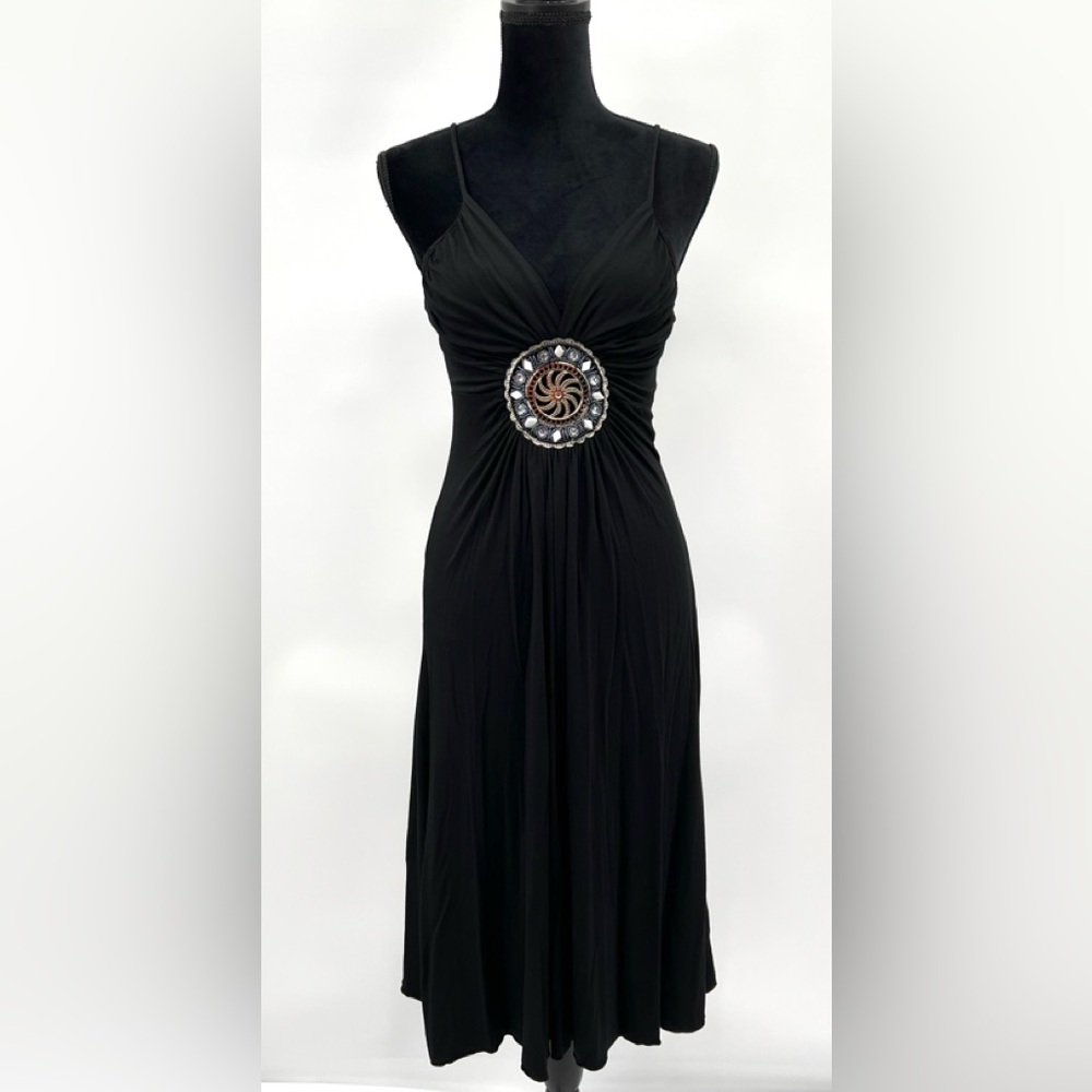 Vintage Y2K Sharagano Black Spaghetti Strap Empire Waist Dress Multiple Sizes